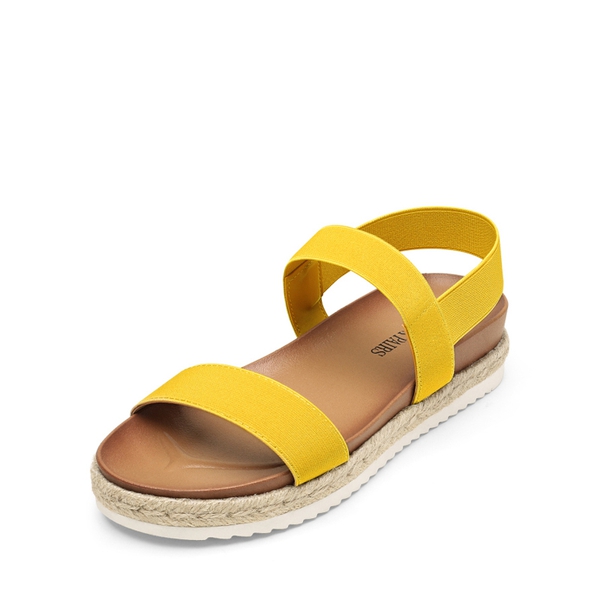 Open Toe Strap Espadrille Platform Sandals - MUSTARD YELLOW -  0